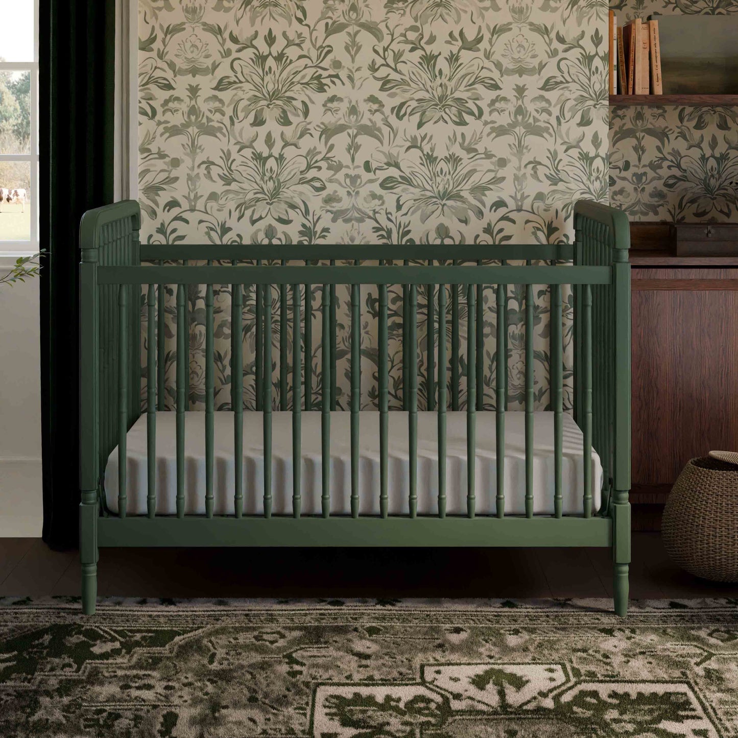 M7101FRGR,Namesake,Liberty 3-in-1 Convertible Spindle Crib w/Toddler Bed Conversion Kit in Forest Green