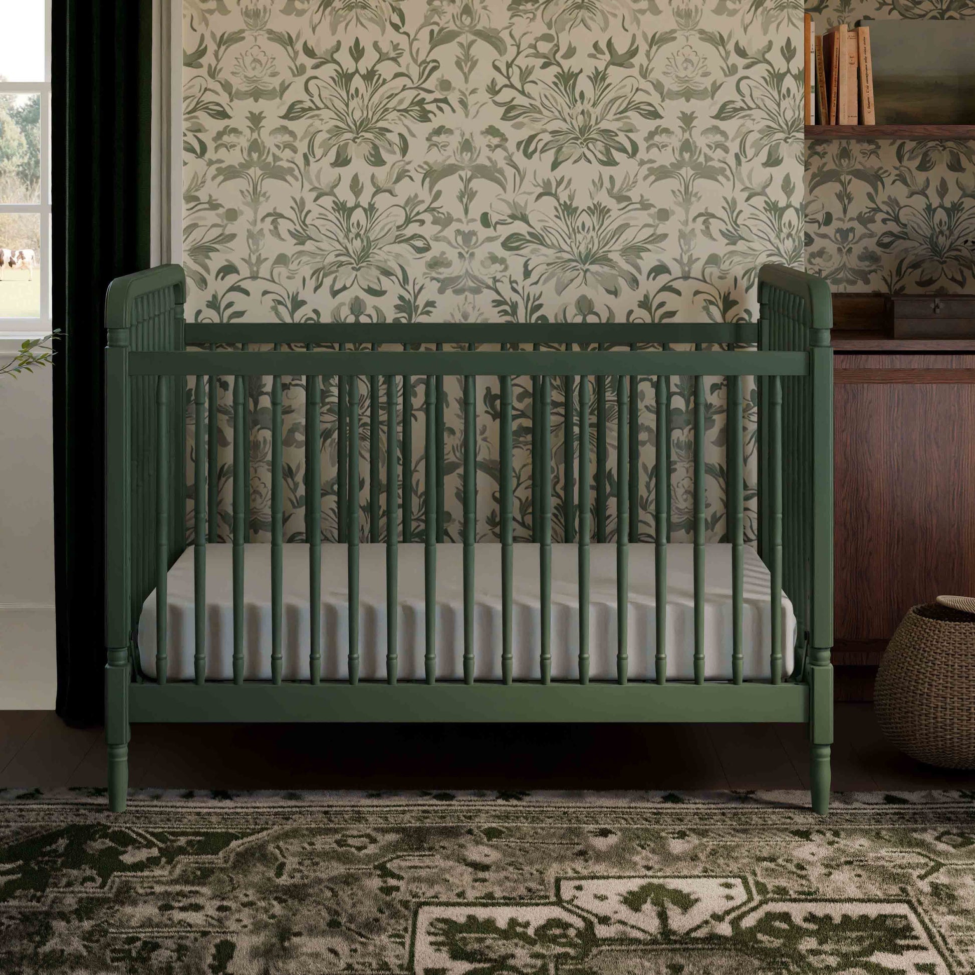 M7101FRGR,Namesake,Liberty 3-in-1 Convertible Spindle Crib w/Toddler Bed Conversion Kit in Forest Green