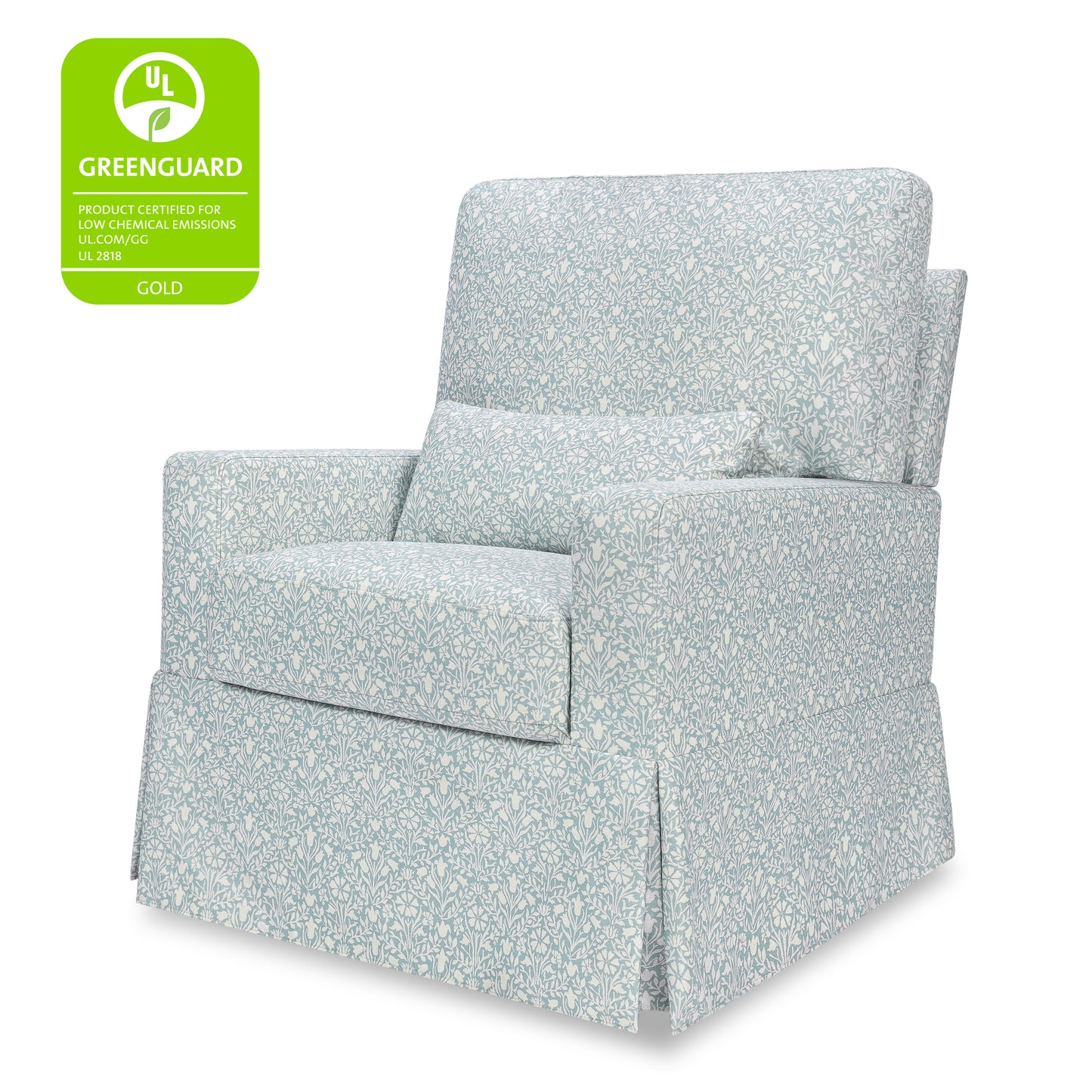 M21787BPB,Namesake,Crawford Pillowback Comfort Swivel Glider in Bellflowers in Powdered Blue