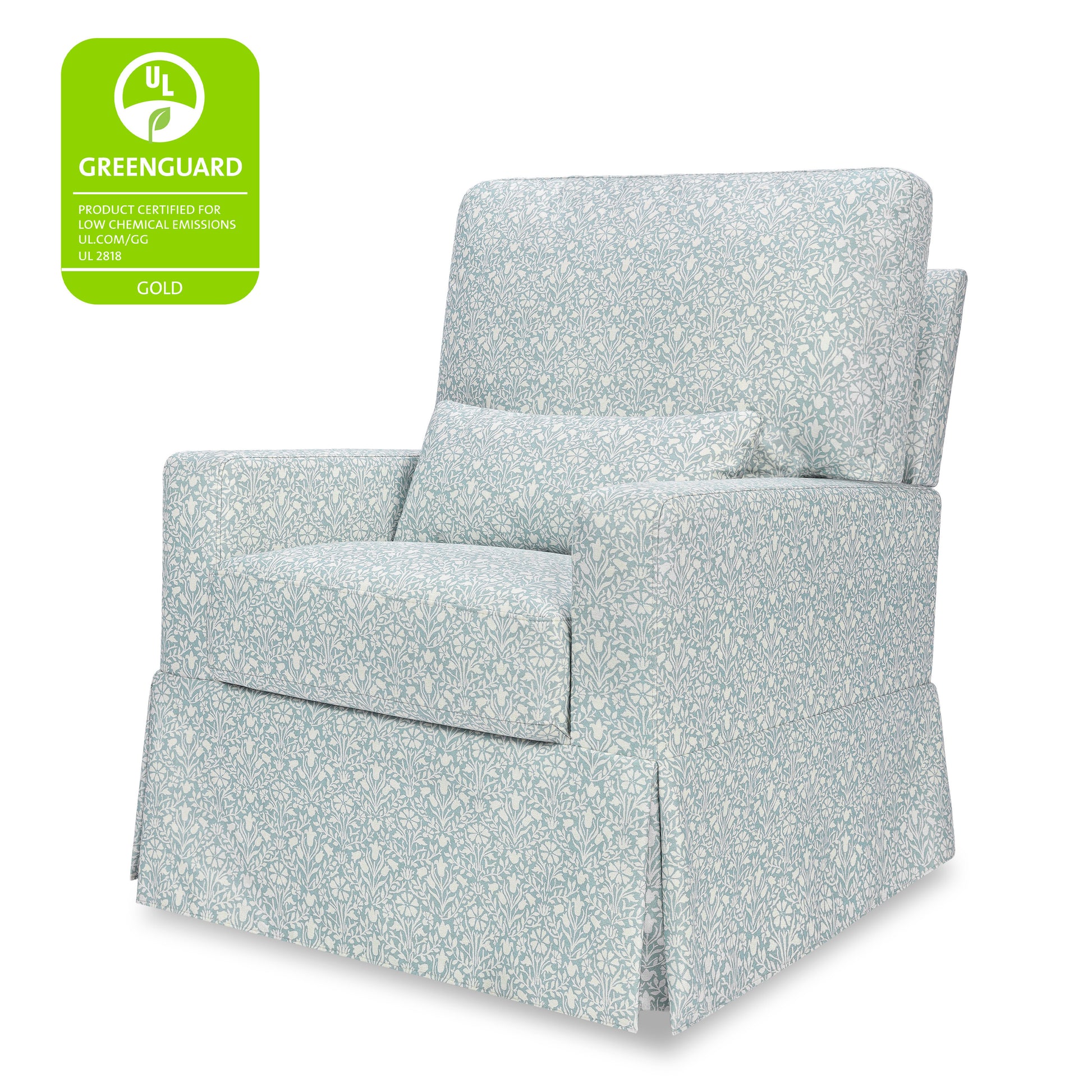 M21787BPB,Namesake,Crawford Pillowback Comfort Swivel Glider in Bellflowers in Powdered Blue