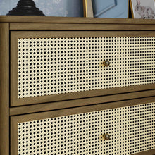 M23716NLBC,Namesake,Marin with Cane 6 Drawer Assembled Dresser in Natural Walnut and Blonde Cane