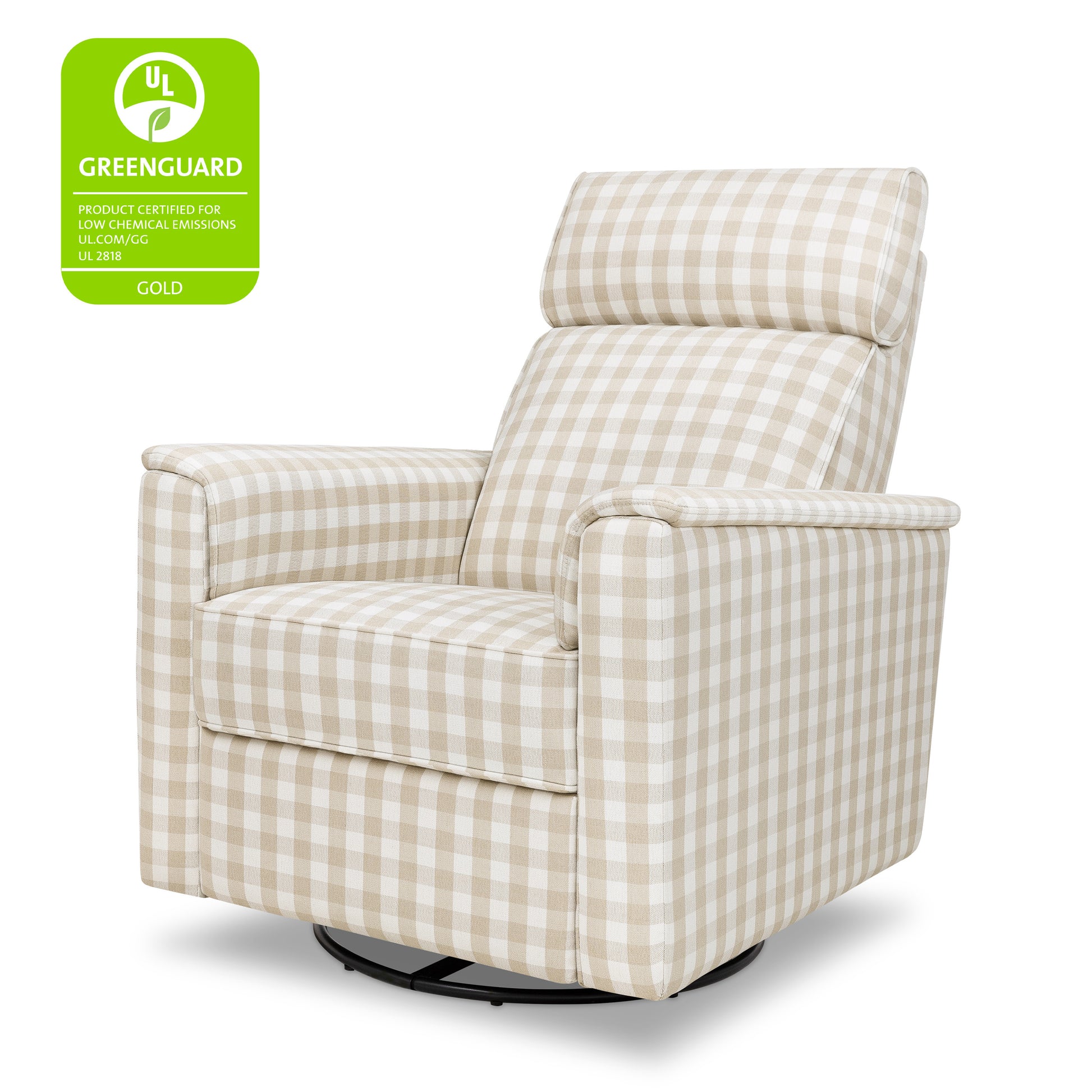 M17186TGH,Namesake,Willa Plus Power Glider Recliner w/ Power Headrest in Tan Gingham