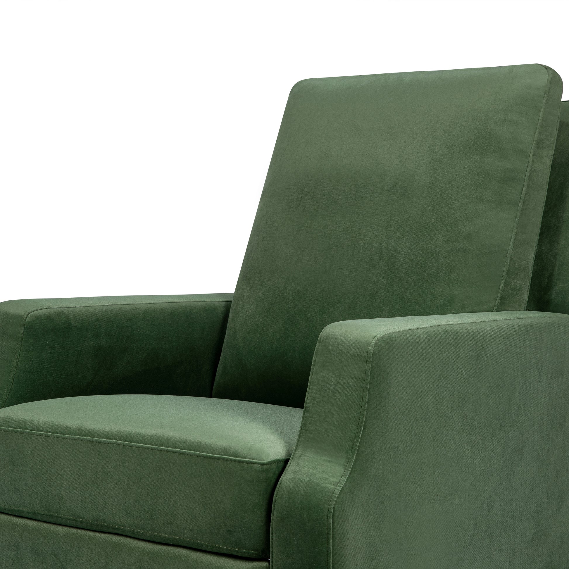 M22287FGVLB,Namesake,Crewe Recliner and Swivel Glider in Forest Green Velvet w/Light Wood Base