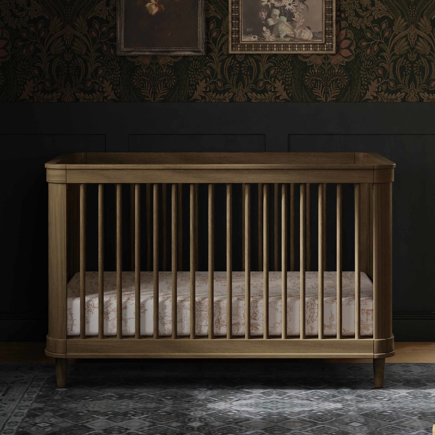 M23701NLBC,Namesake,Marin with Cane 3-in-1 Convertible Crib in Natural Walnut and Blonde Cane