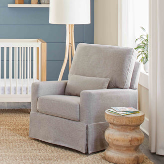 M21787PGEW,Namesake,Crawford Pillowback Comfort Swivel Glider in Performance Grey Eco-Weave