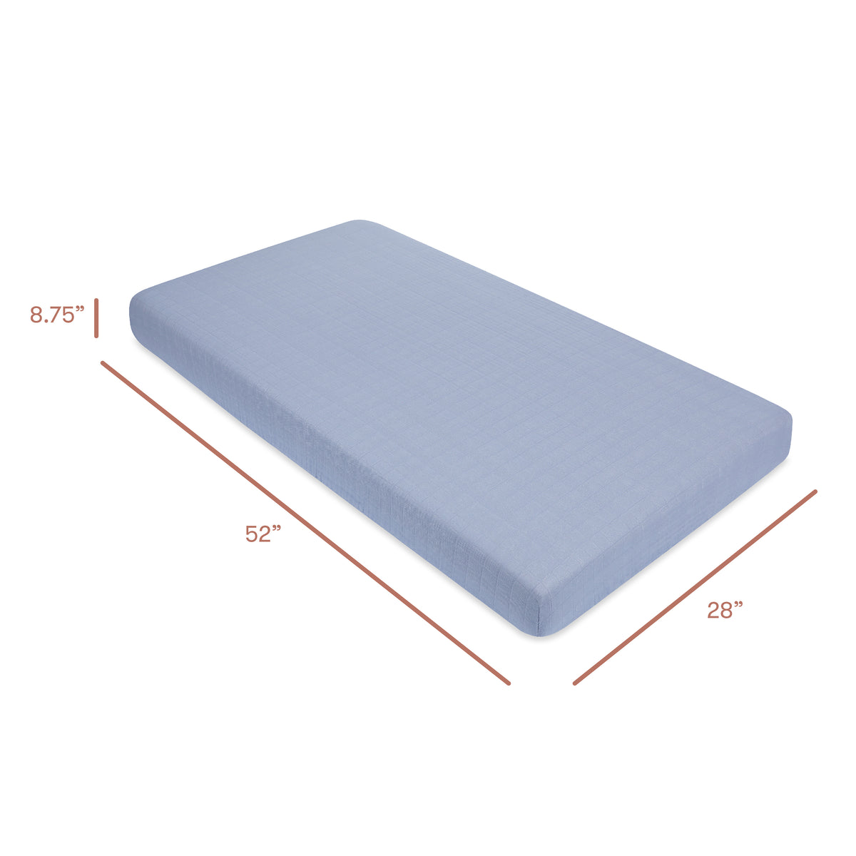 Crib Sheet in GOTS Certified Organic Muslin Cotton - dimensions