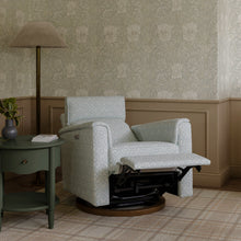 M17186BPBDB,Namesake,Willa Plus Power Glider Recliner w/ Power Headrest in Bellflowers in Powdered Blue w/ Dark Wood Base