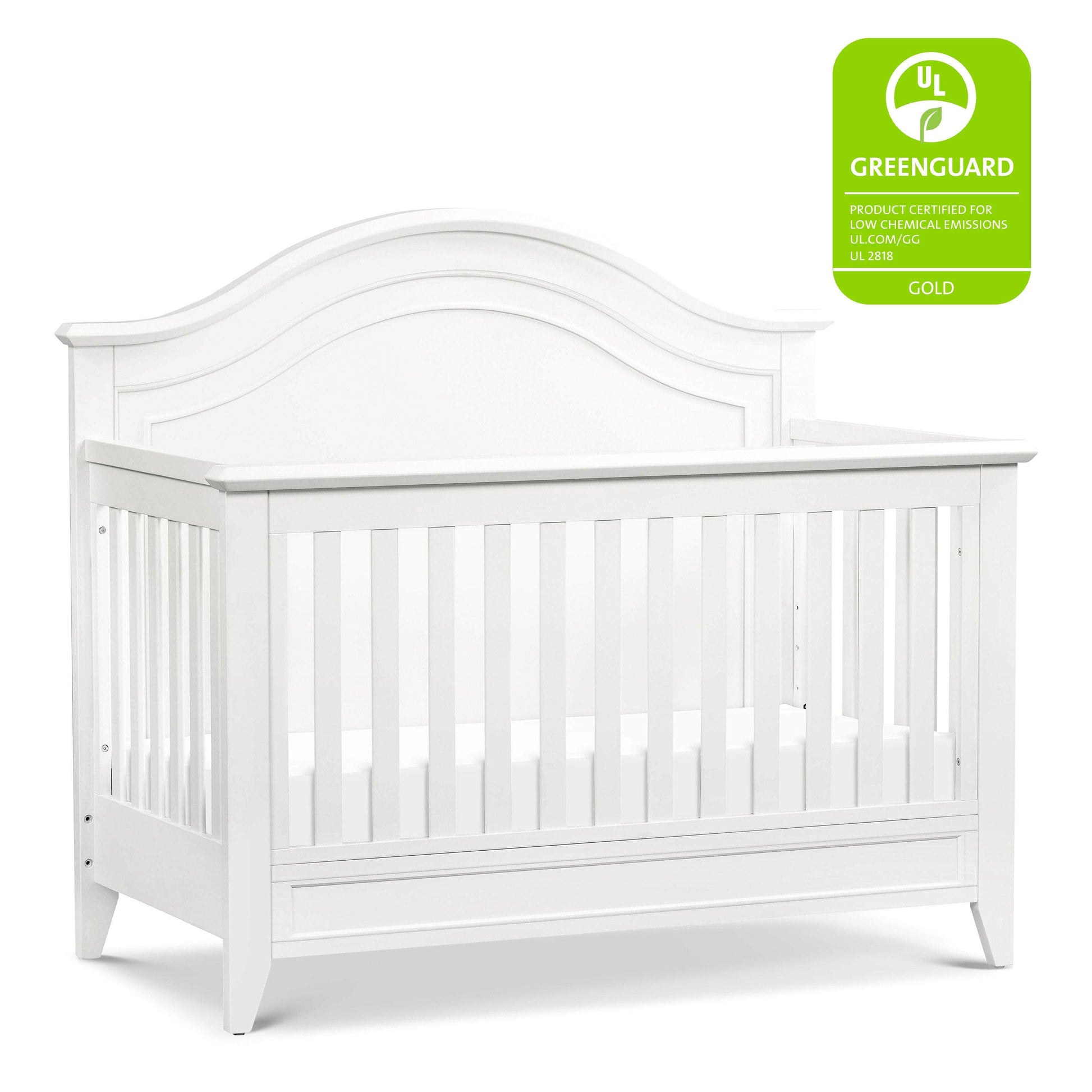 M34401RW,Beckett Rustic 4-in-1 Convertible Curve Top Crib in Warm White