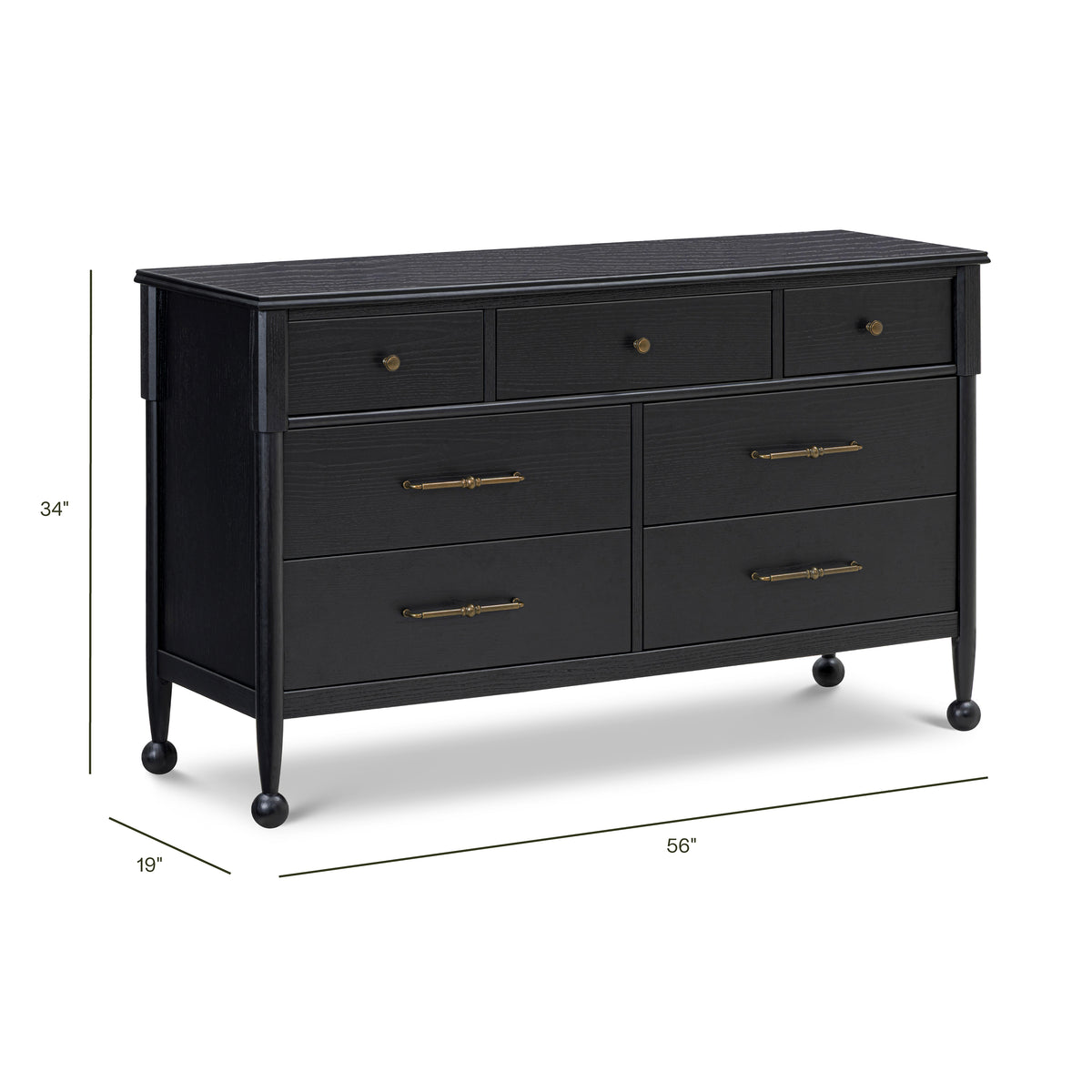 Alouette 7-Drawer Wide Assembled Dresser (56") - dimensions