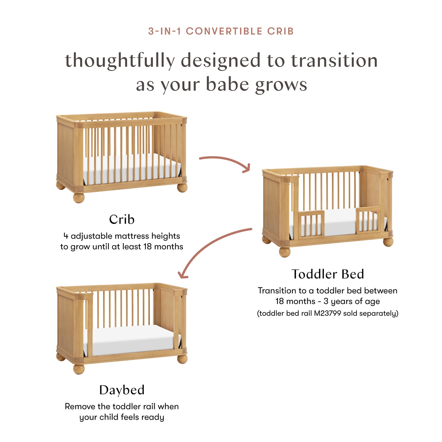 M31801HY,Babyletto,Crosby 3-in-1 Convertible Crib in Honey