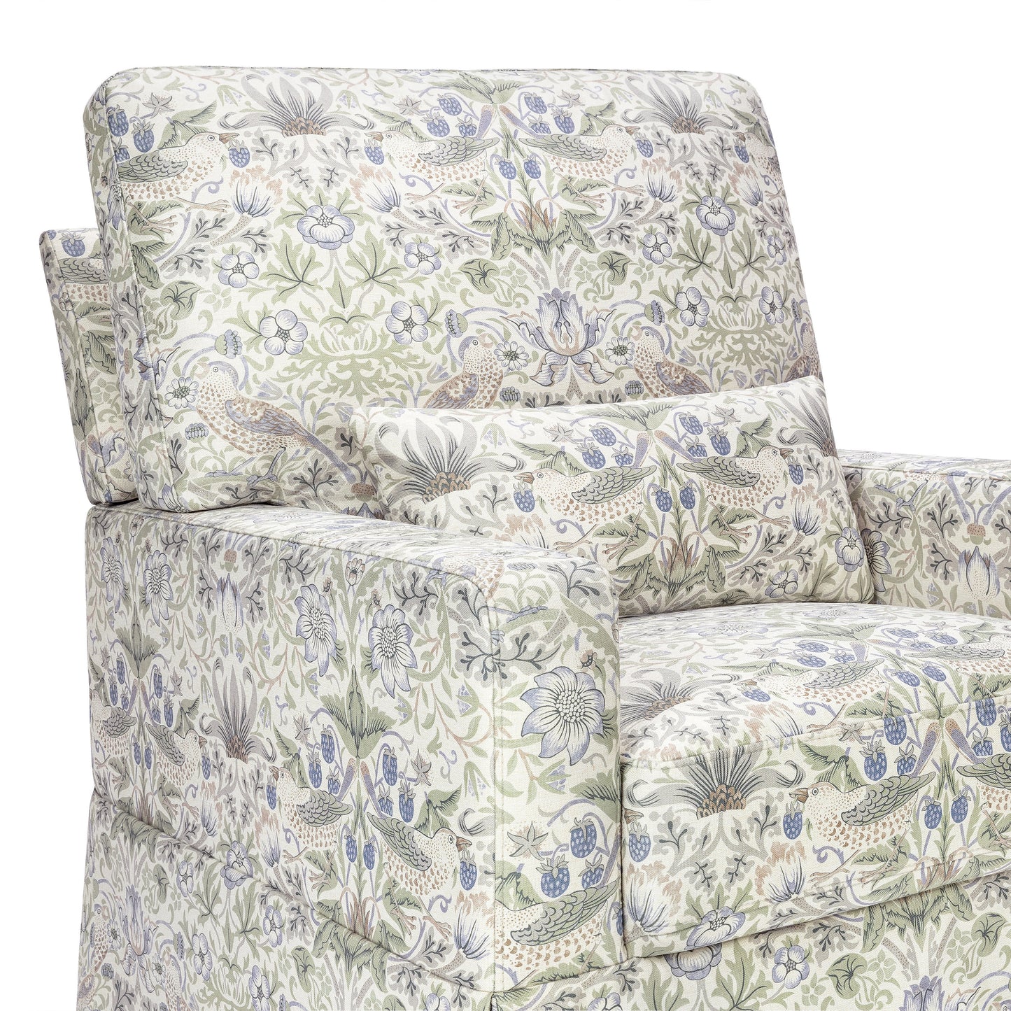 M21787TTFT,Namesake,Crawford Pillowback Comfort Swivel Glider in Strawberry Thief in Fig & Thyme