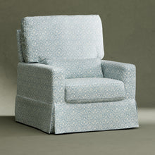 M21787BPB,Namesake,Crawford Pillowback Comfort Swivel Glider in Bellflowers in Powdered Blue