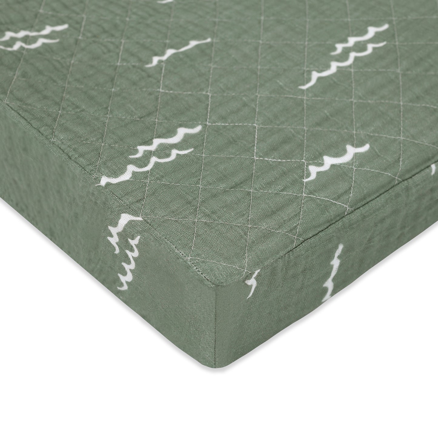 T27137,Babyletto,Ocean Waves Quilted Muslin Changing Pad Cover in GOTS Certified Organic Cotton