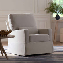 M21787FCS,Crawford Pillowback Comfort Swivel Glider in Fog Chatham Stripe Performance Eco-Weave