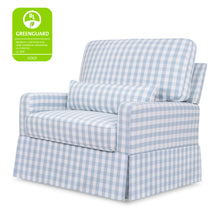 M21797BGH,Crawford Chair and a Half Pillowback Swivel Glider in Blue Gingham