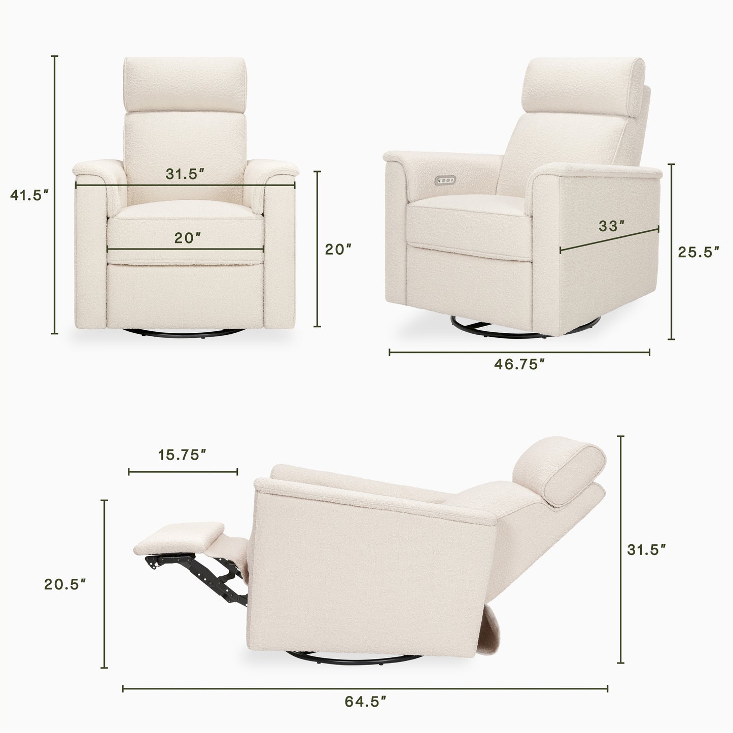 M17186PWB,Namesake,Willa Plus Power Glider Recliner w/ Power Headrest in Performance Ivory Boucle