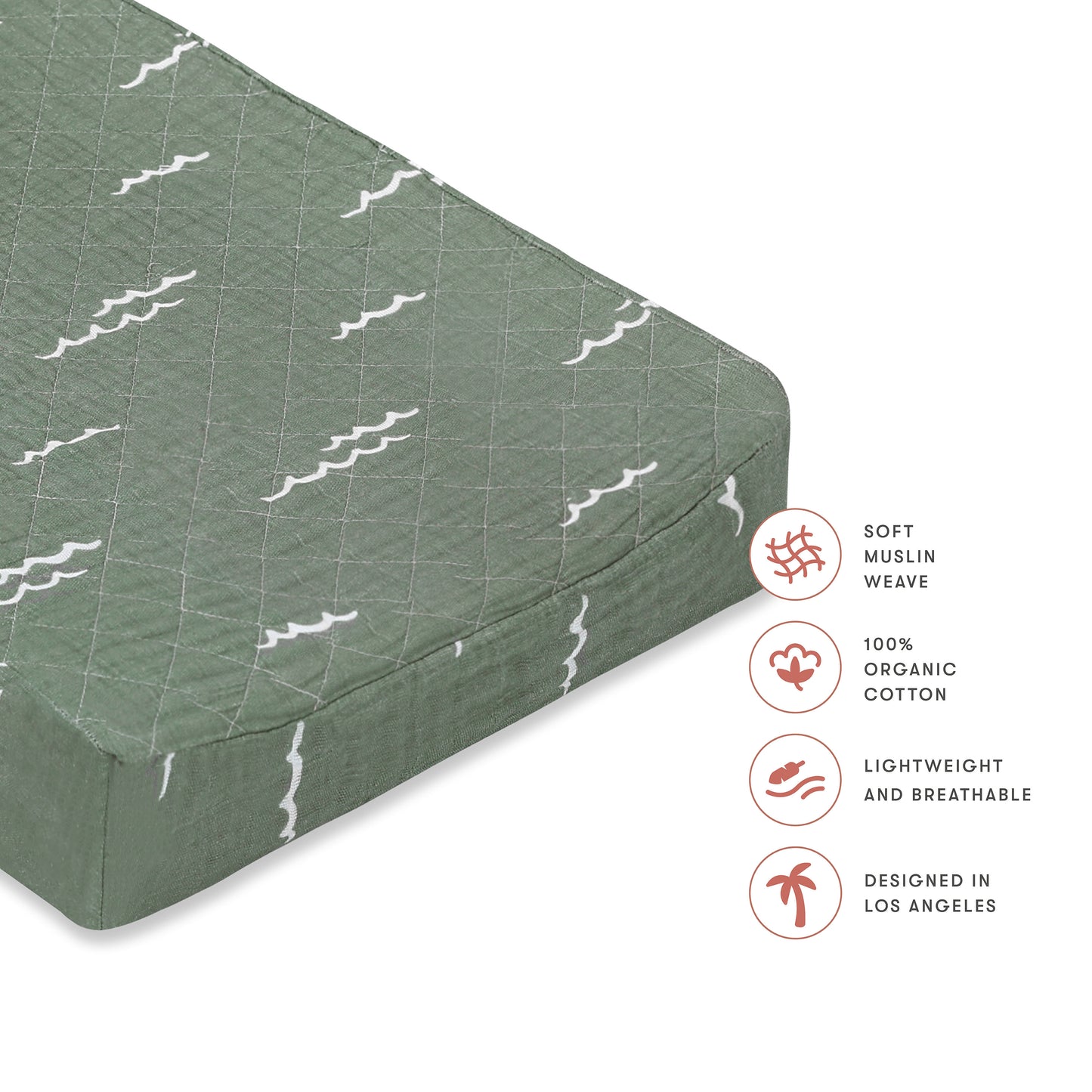 T27137,Babyletto,Ocean Waves Quilted Muslin Changing Pad Cover in GOTS Certified Organic Cotton