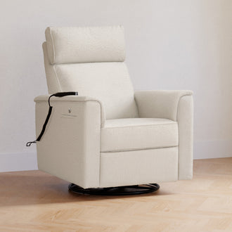 M17183PWB,Namesake,Willa Deluxe Power Glider Recliner w/Heat&Massage in Performance Ivory Boucle