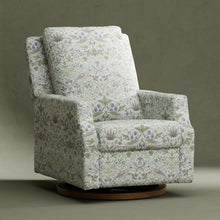 M22287TTFTDB,Namesake,Crewe Recliner and Swivel Glider in Strawberry Thief in Fig &Thyme w/Dark Wood Base