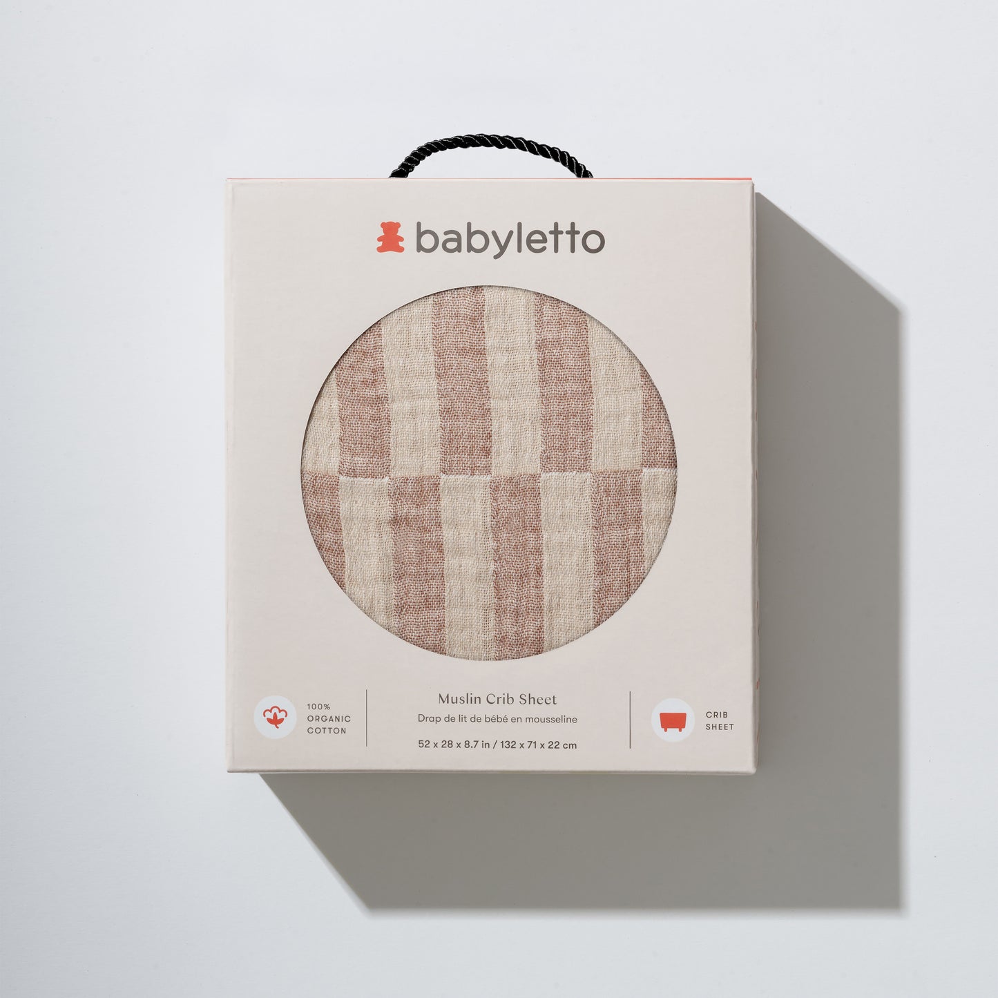 T30635,Babyletto,Cocoa Stripe Muslin Crib Sheet in GOTS Certified Organic Cotton