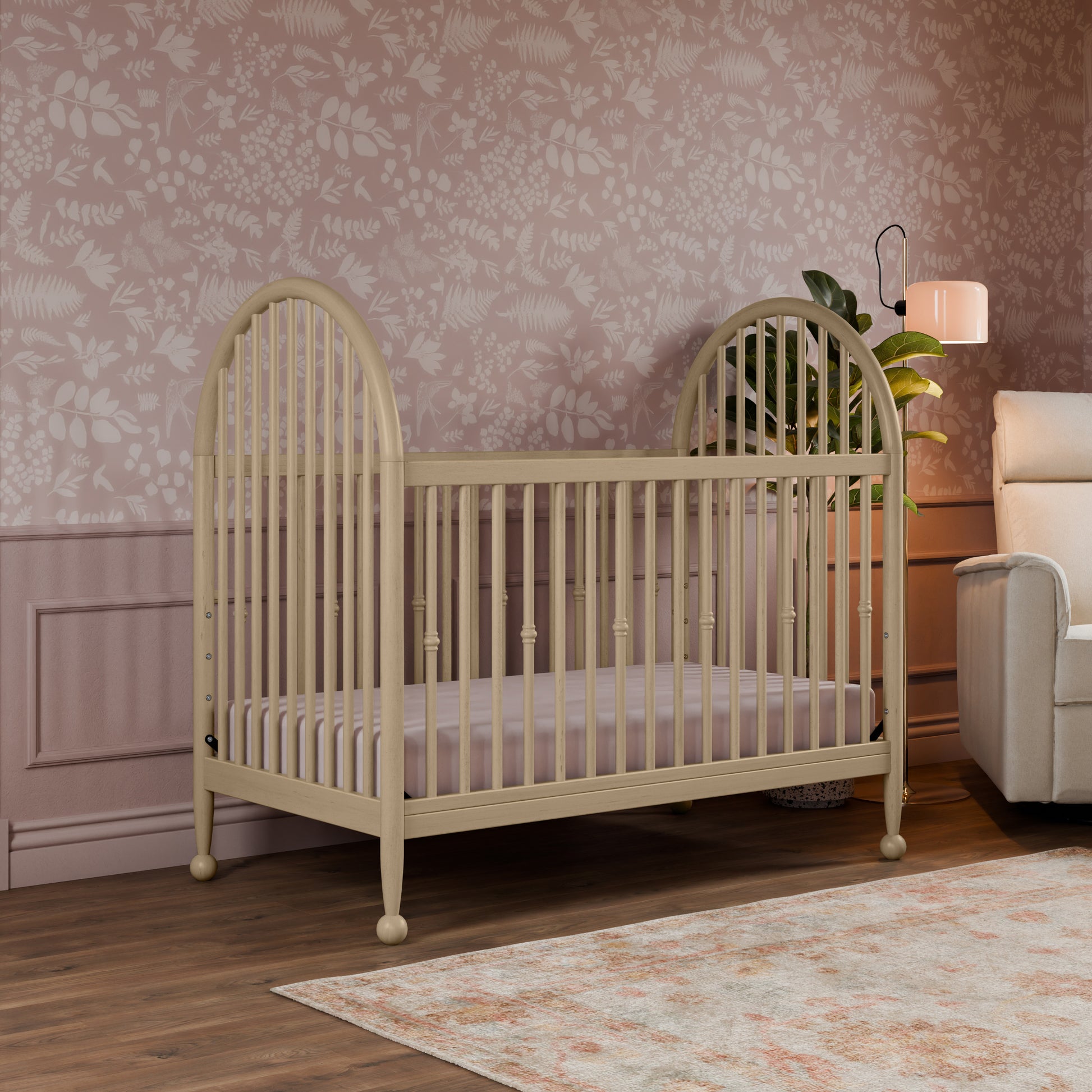 M31401WP,Namesake,Alouette 3-in-1 Convertible Spindle Crib in Washed Pine