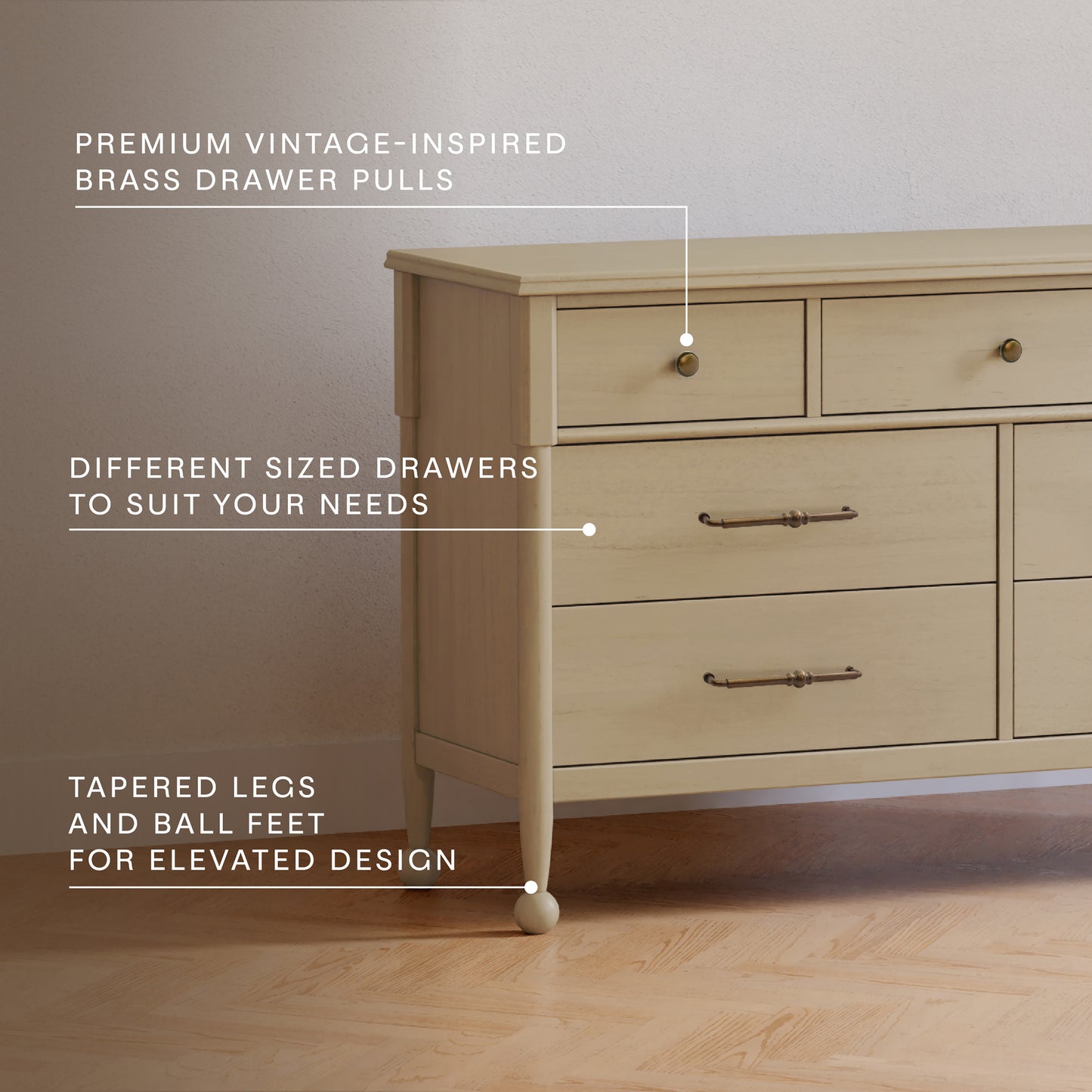 M31416WP,Namesake,Alouette 7-Drawer Assembled Dresser in Washed Pine