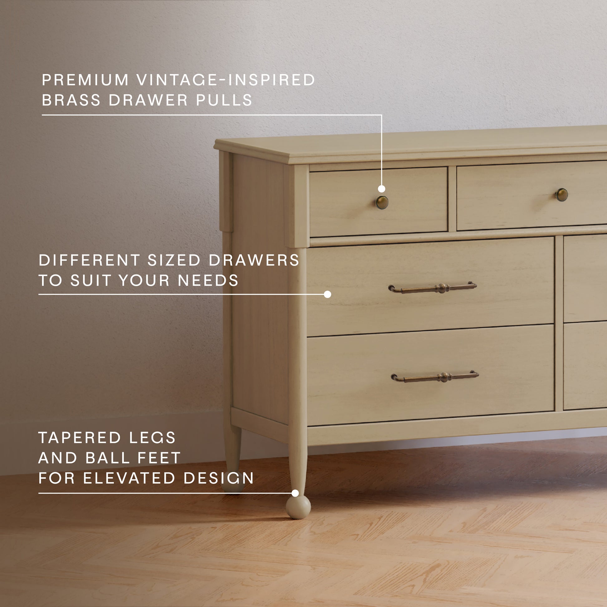 M31416WP,Namesake,Alouette 7-Drawer Assembled Dresser in Washed Pine