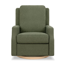 M22286OBLB,Namesake,Crewe Electronic Swivel Glider Recliner in Olive Boucle w/Light Wood Base