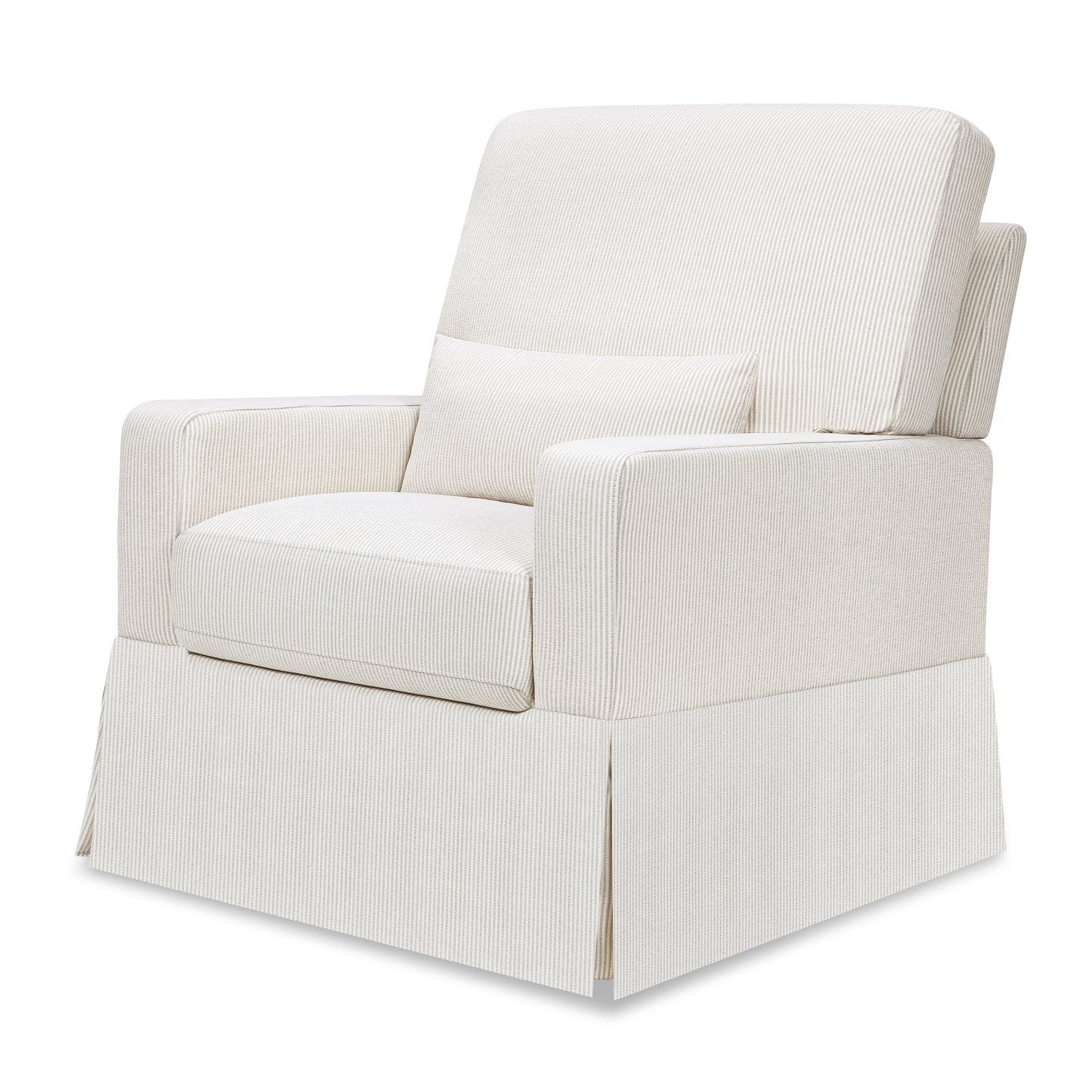 M21787FCS,Crawford Pillowback Comfort Swivel Glider in Fog Chatham Stripe Performance Eco-Weave