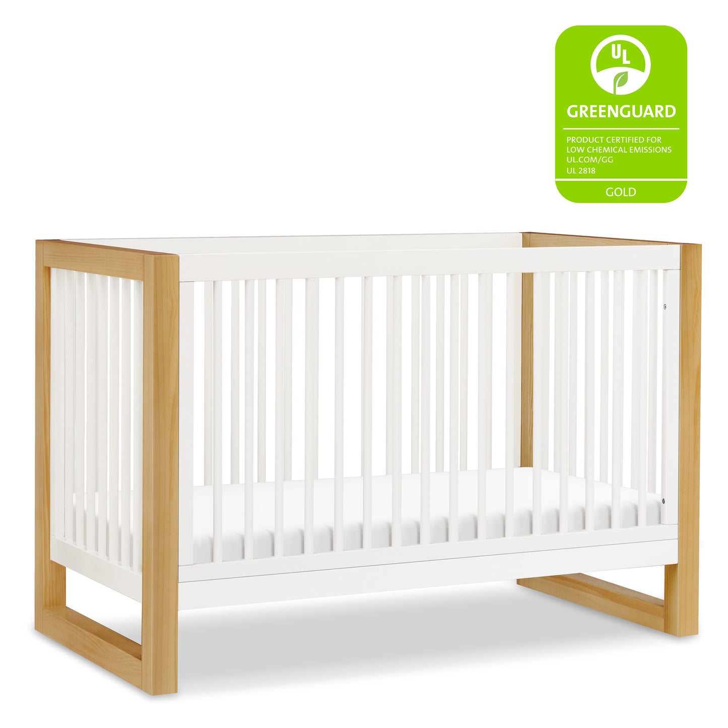 M23301RWHY,Namesake,Nantucket 3-in-1 Convertible Crib w/Toddler Bed Conversion Kit in Warm White/Honey