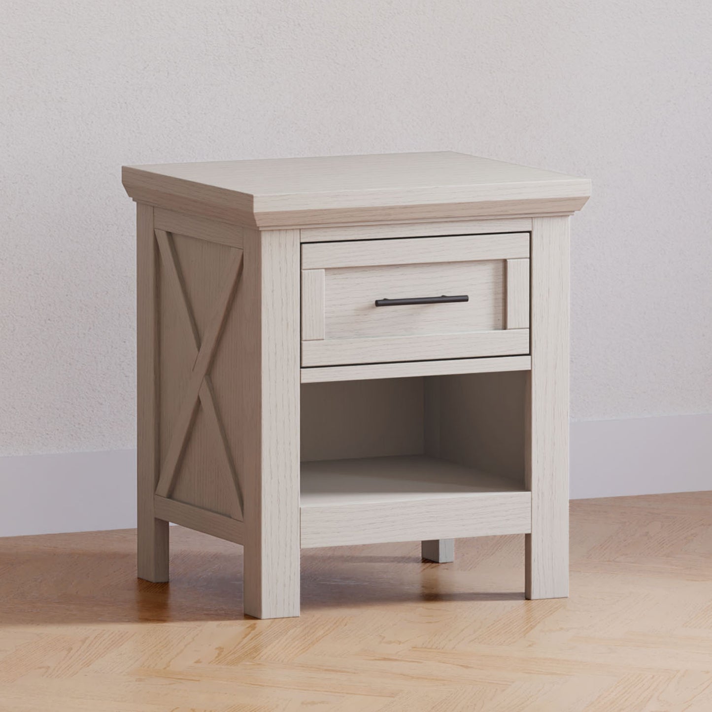 B14560WDF,Monogram by Namesake,Emory Farmhouse Nightstand in White Driftwood
