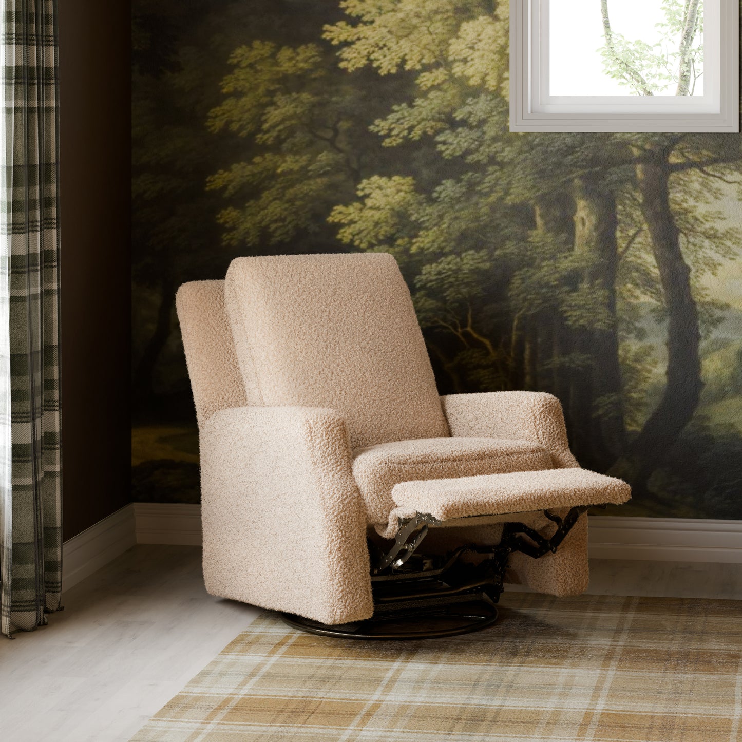 M22287CSG,Namesake,Crewe Recliner and Swivel Glider in Chai Shearling