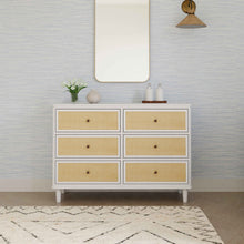 M23716RWHC,Namesake,Marin with Cane 6 Drawer Assembled Dresser in Warm White and Honey Cane