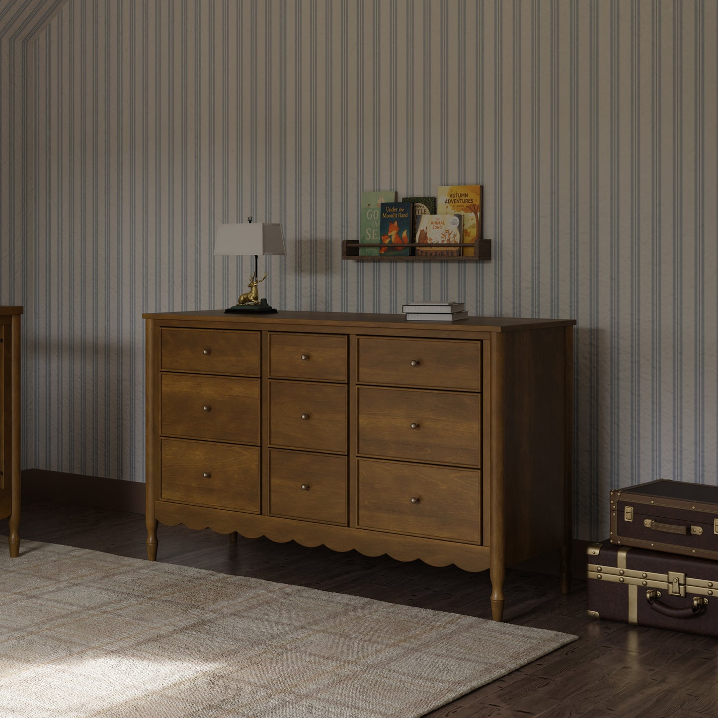 M32328NL,Namesake,Ambrosia 9-Drawer Assembled Dresser in Natural Walnut