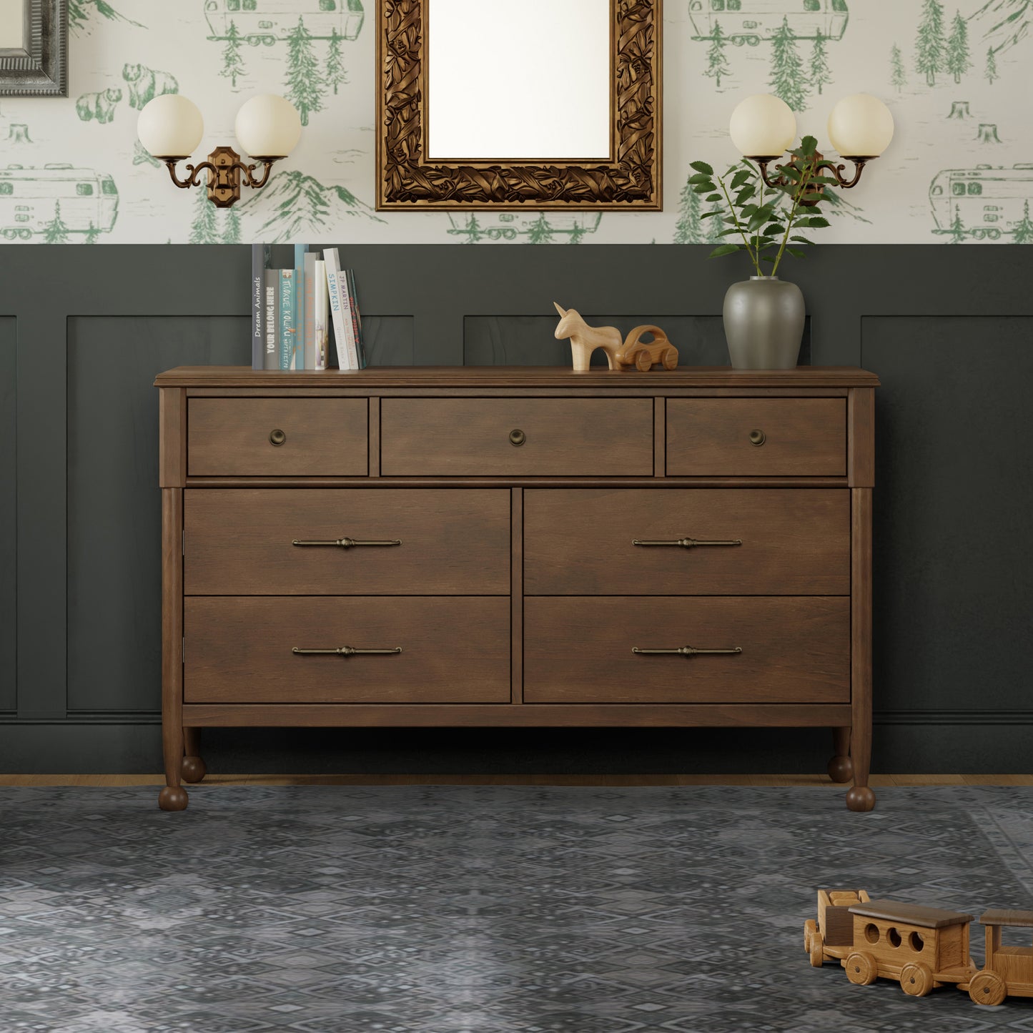 M31416NL,Namesake,Alouette 7-Drawer Assembled Dresser in Natural Walnut