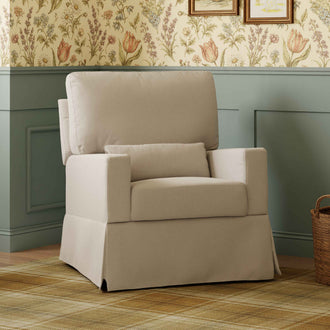 Crawford Pillowback Comfort Swivel Glider in Eco-Performance Fabric | Water Repellent & Stain Resistant