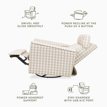 M17186TGH,Namesake,Willa Plus Power Glider Recliner w/ Power Headrest in Tan Gingham
