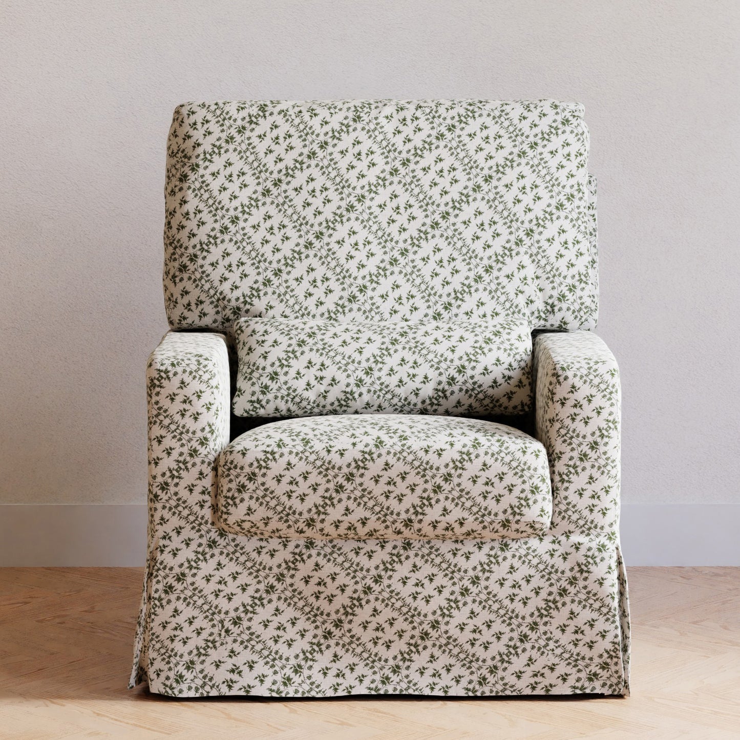 M21787GLT,Namesake,Sarah Flint x Namesake Crawford Swivel Glider in Green Lattice Performance Eco-Weave