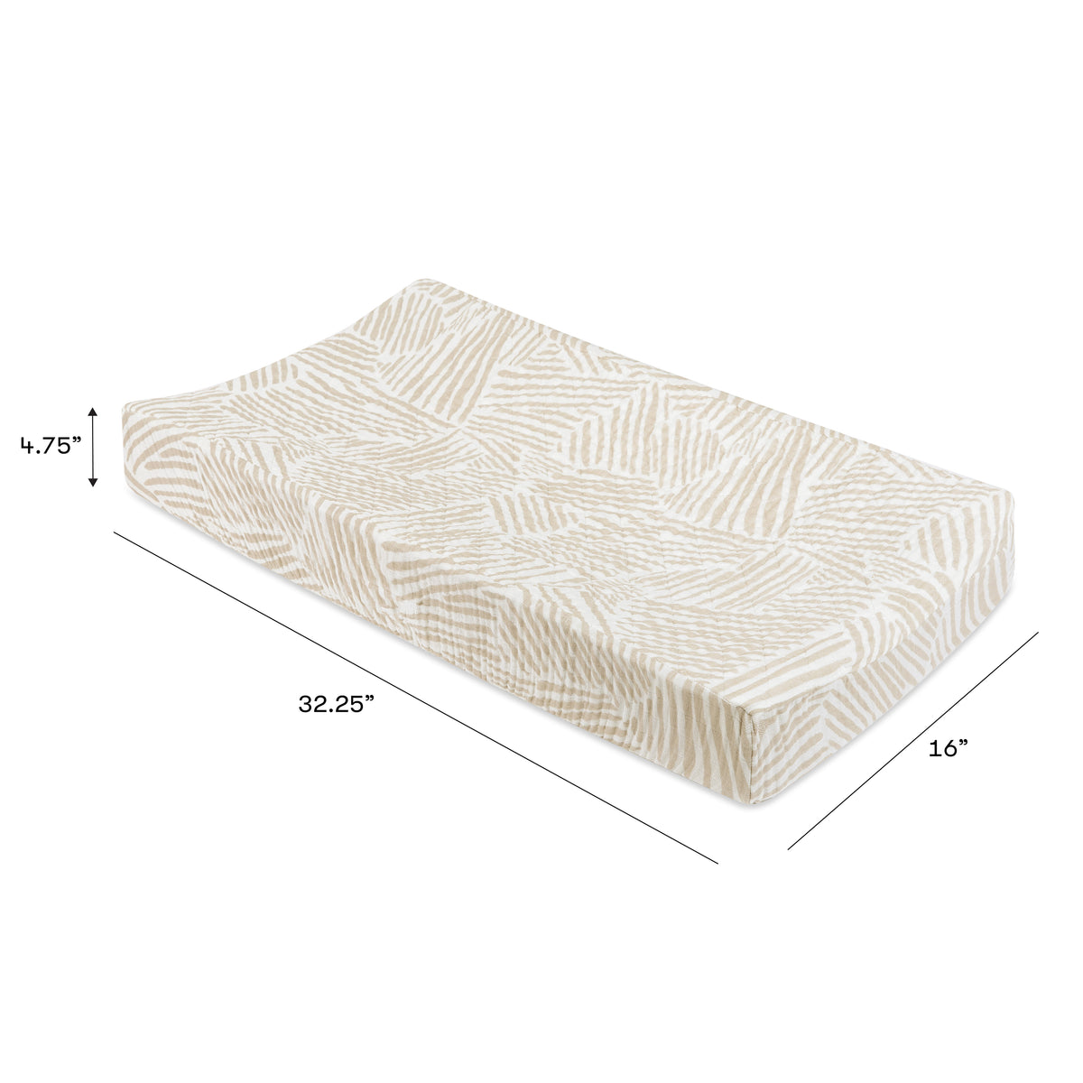 Quilted Changing Pad Cover in GOTS Certified Organic Muslin Cotton - dimensions
