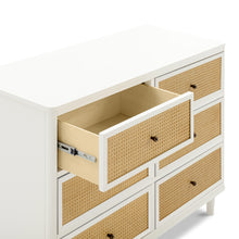 M23716RWHC,Namesake,Marin with Cane 6 Drawer Assembled Dresser in Warm White and Honey Cane