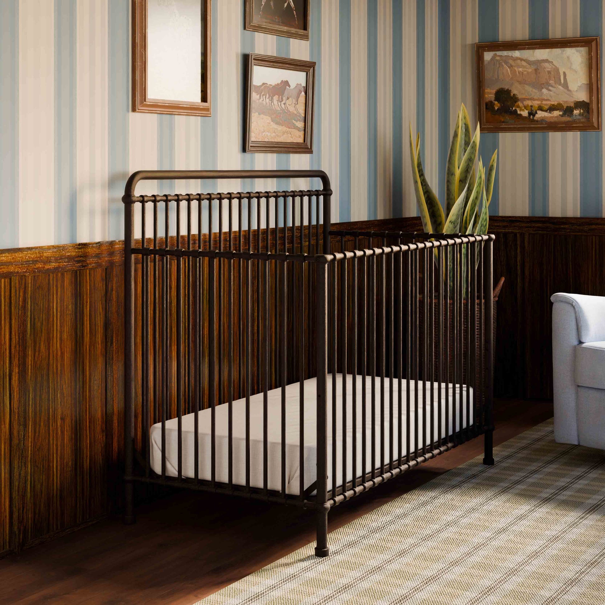 B15301UR,Namesake,Winston 4-in-1 Convertible Crib in Vintage Iron