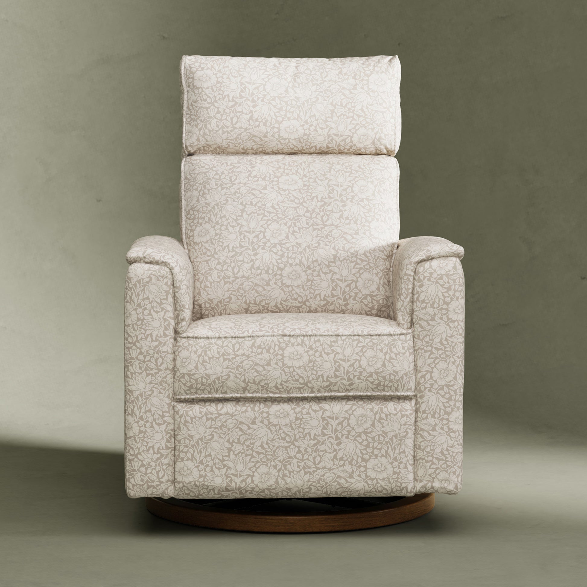 M17186MADB,Namesake,Willa Plus Power Glider Recliner w/ Power Headrest in Mallow in Ash w/ Dark Wood Base