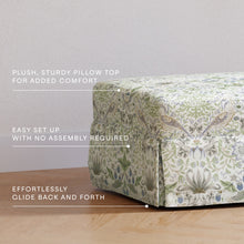 M21785TTFT,Namesake,Crawford Gliding Ottoman in Strawberry Thief in Fig & Thyme