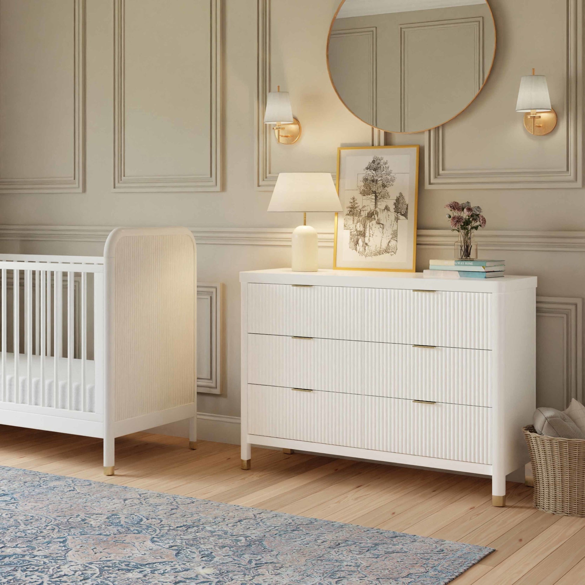 M26716RW,Namesake,Brimsley Tambour 6-Drawer Assembled Dresser in Warm White