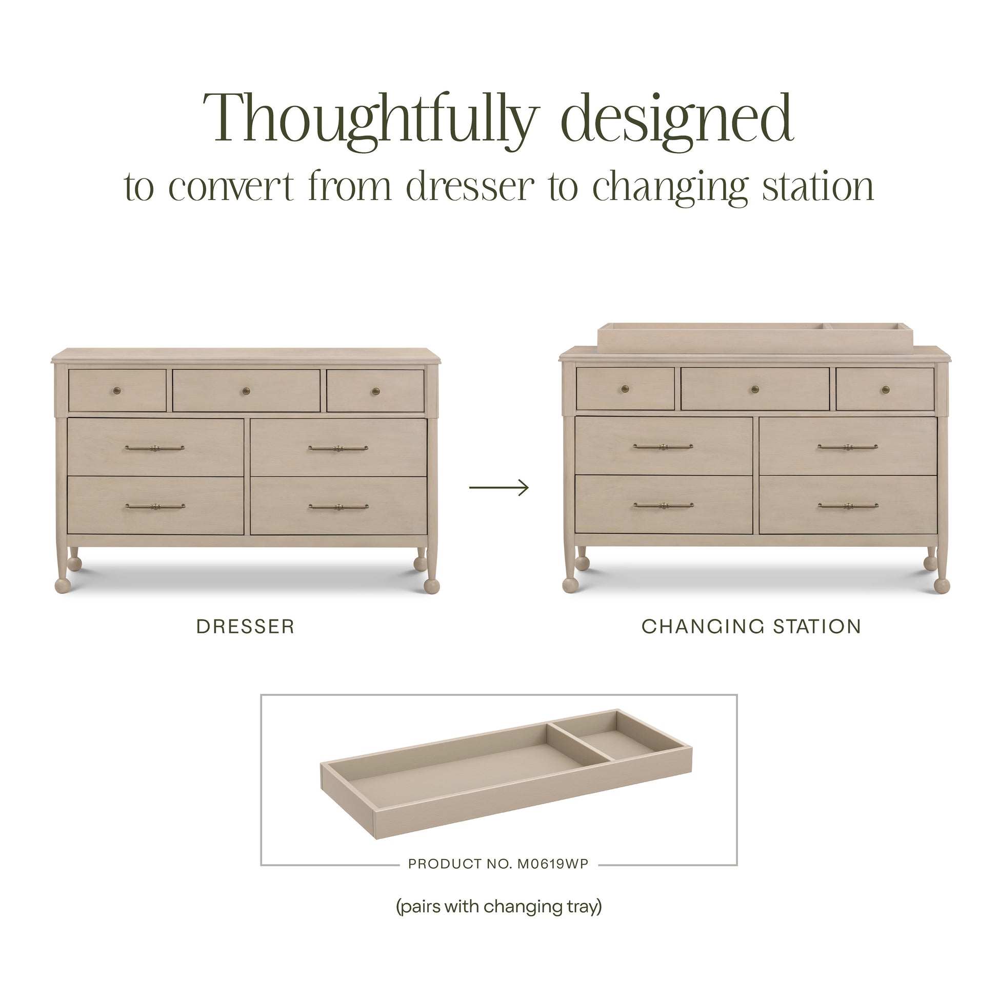 M31416WP,Namesake,Alouette 7-Drawer Assembled Dresser in Washed Pine