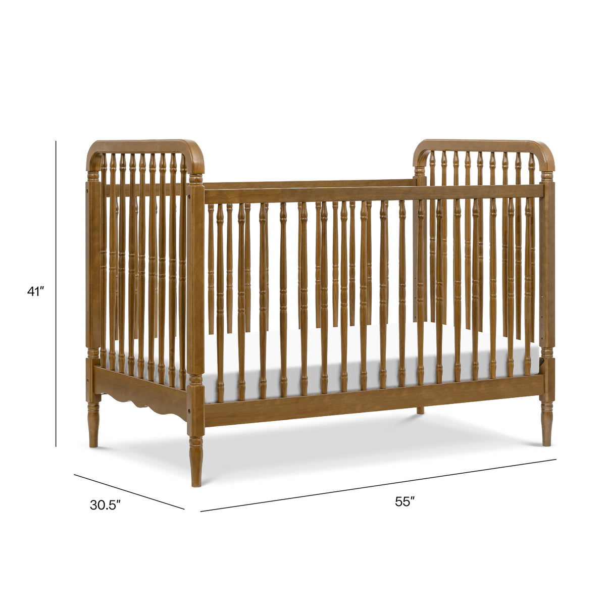 Liberty 3-in-1 Convertible Spindle Crib with Toddler Bed Conversion Kit - dimensions