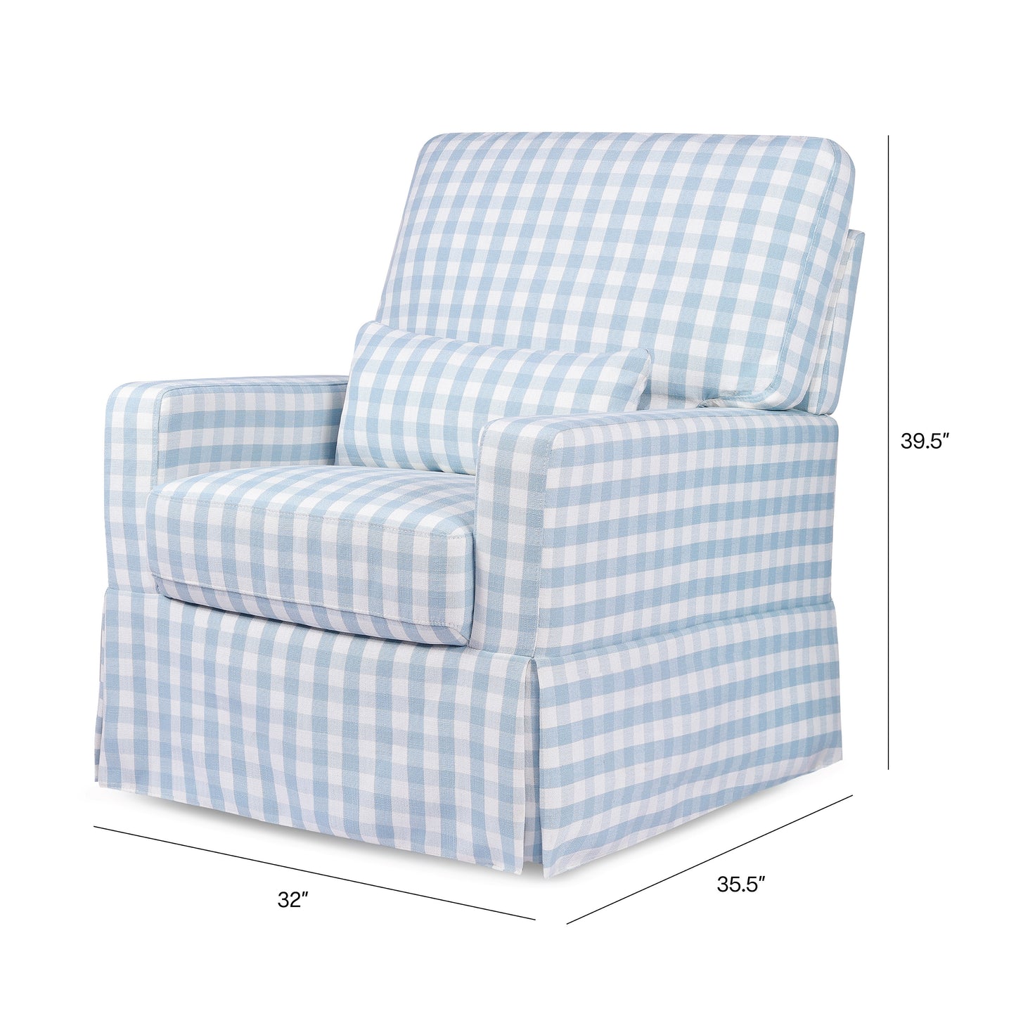 M21787BGH,Crawford Pillowback Comfort Swivel Glider in Blue Gingham