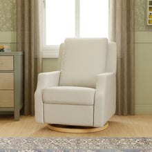M22286FCSLB,Namesake,Crewe Electronic Swivel Glider Recliner in Fog Chatham Stripe Performance Eco-Weave w/LB