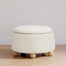 M30985PWBHF,Namesake,Tuffet Storage Ottoman in Performance Ivory Boucle w/Honey Ball Feet