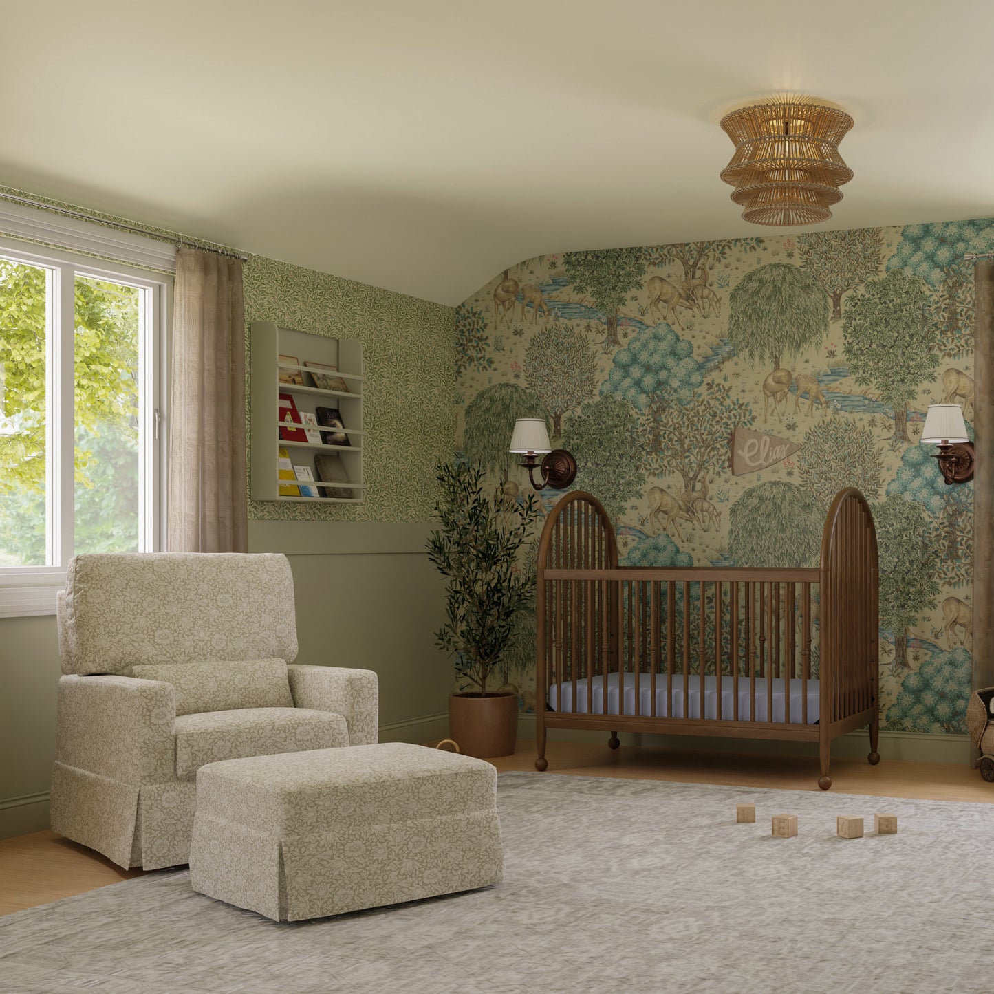 M21787MA,Namesake,Crawford Pillowback Comfort Swivel Glider in Mallow in Ash